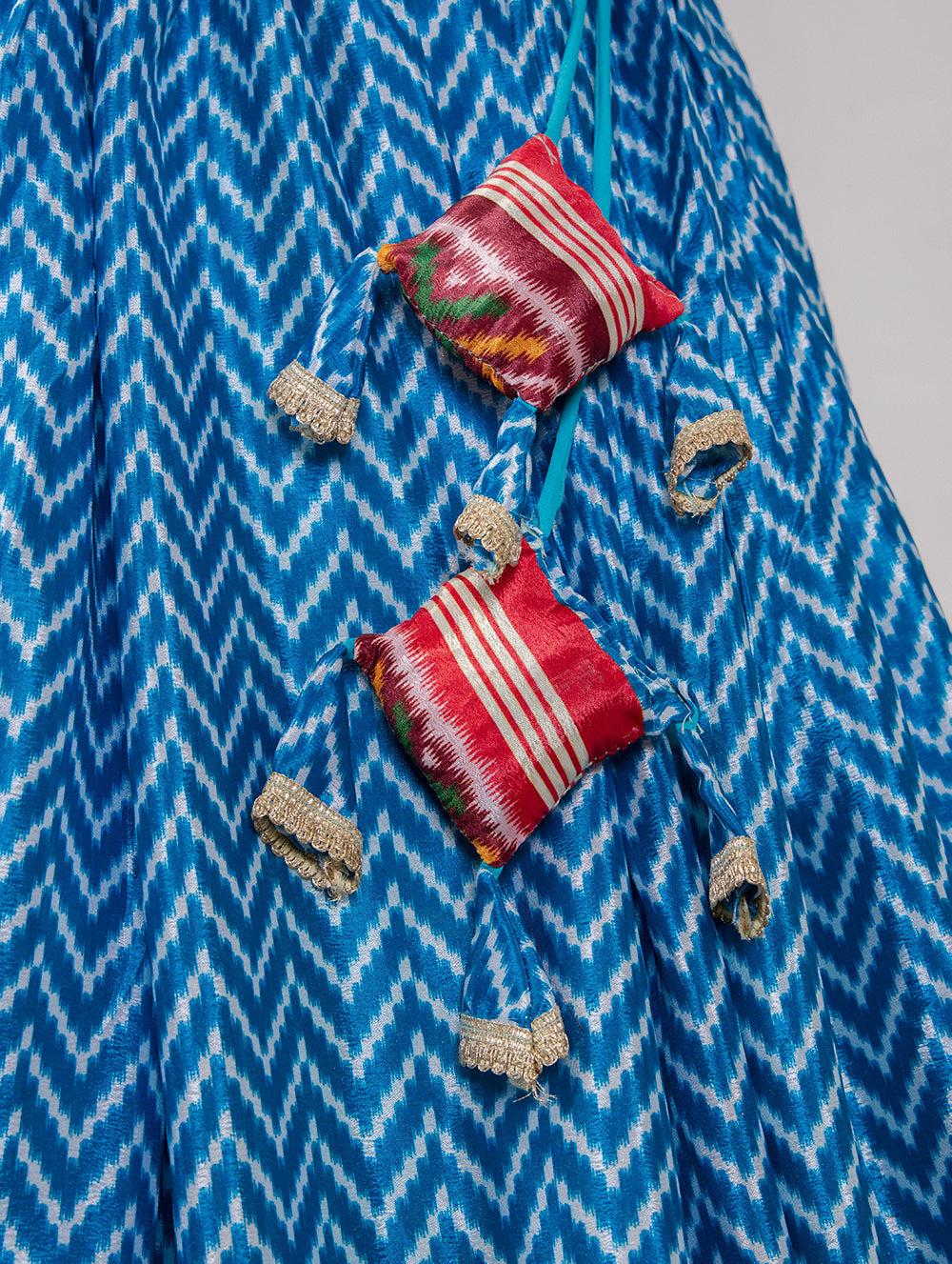 Chinon Patola Print Blue Lehenga with Dupatta Set