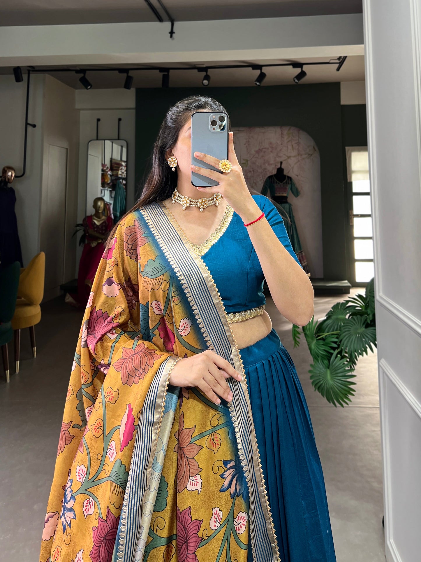 Amazing Firoazi Color Chinnon Silk Party Wear Lehenga Choli