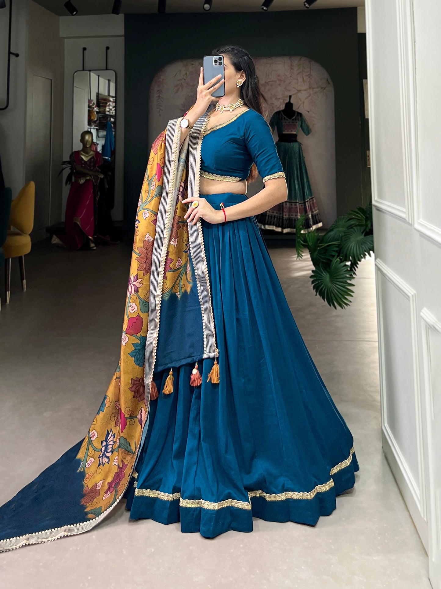 Amazing Firoazi Color Chinnon Silk Party Wear Lehenga Choli
