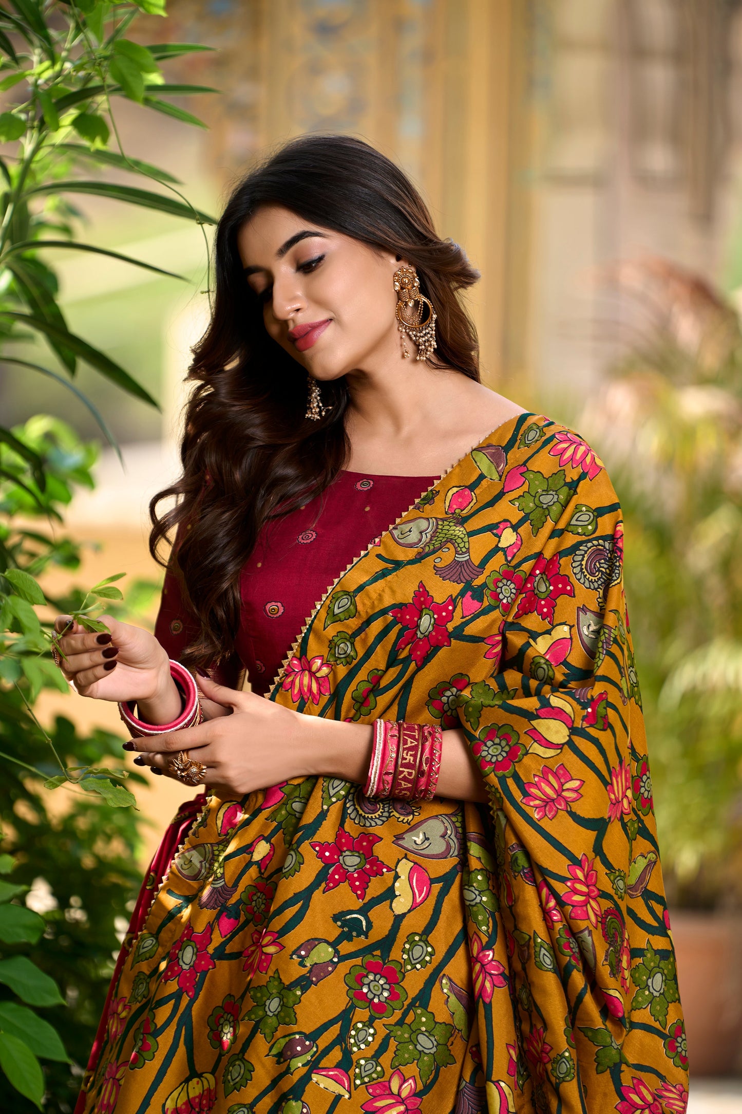 Traditional Kalamkari Print Red Color Lehenga Choli