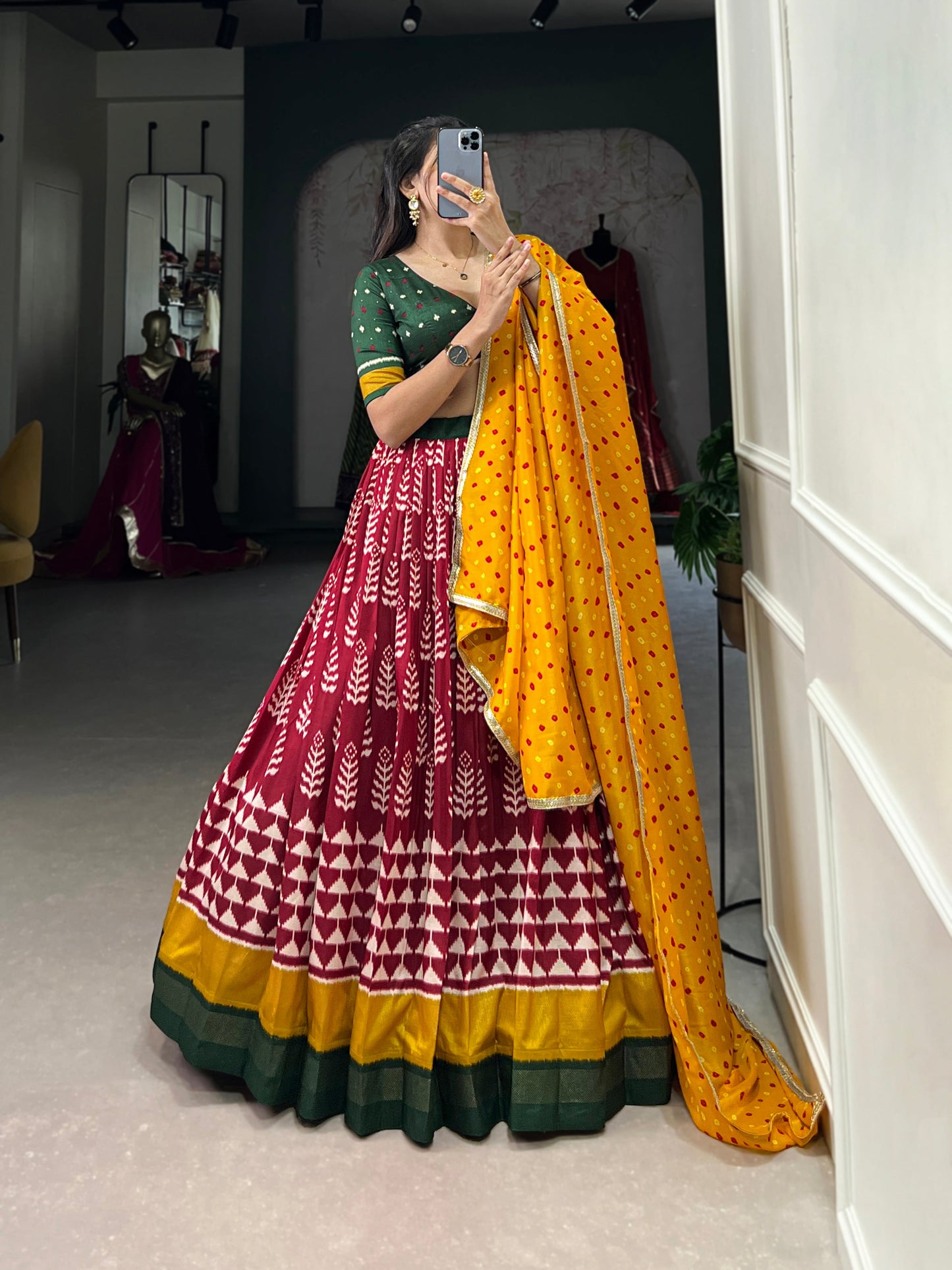 Maroon Color Tasar Silk Designer Lehenga Choli