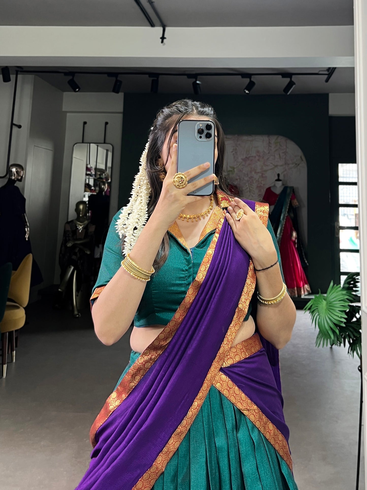Firozi Color Zari Weaving Work Traditional Lehenga Choli