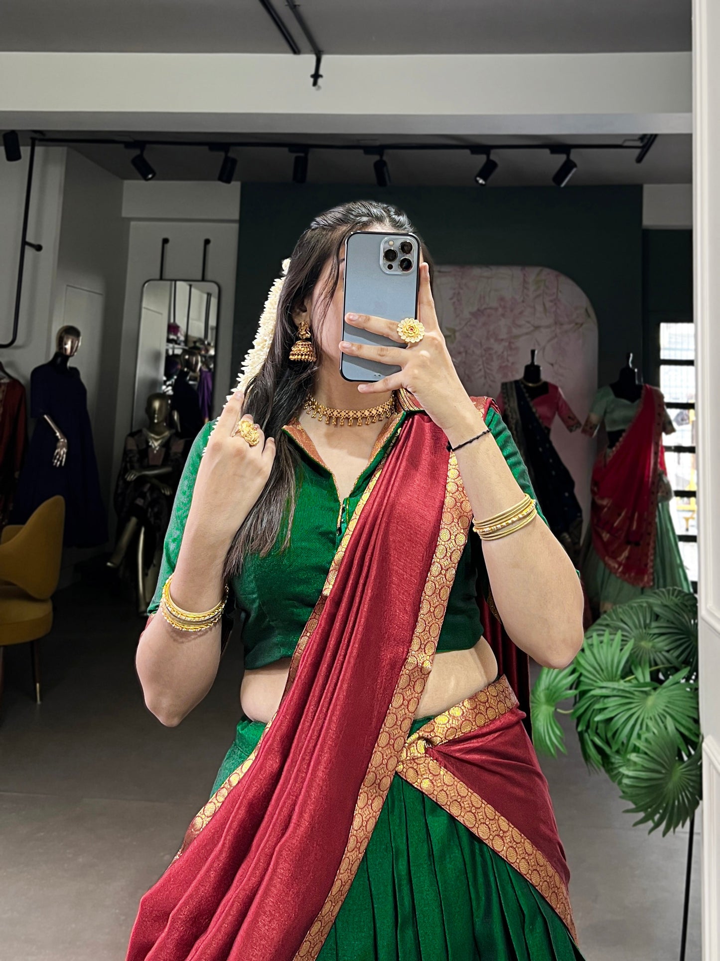 Green Color Zari Weaving Work Traditional Lehenga Choli