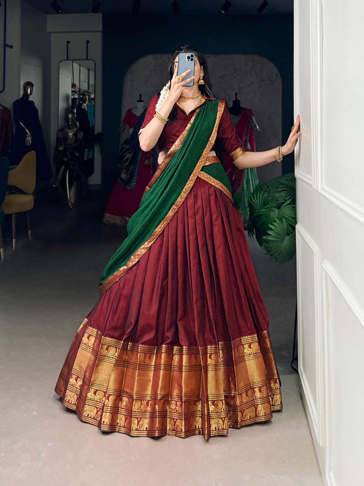 Maroon Color Zari Weaving Work Traditional Lehenga Choli
