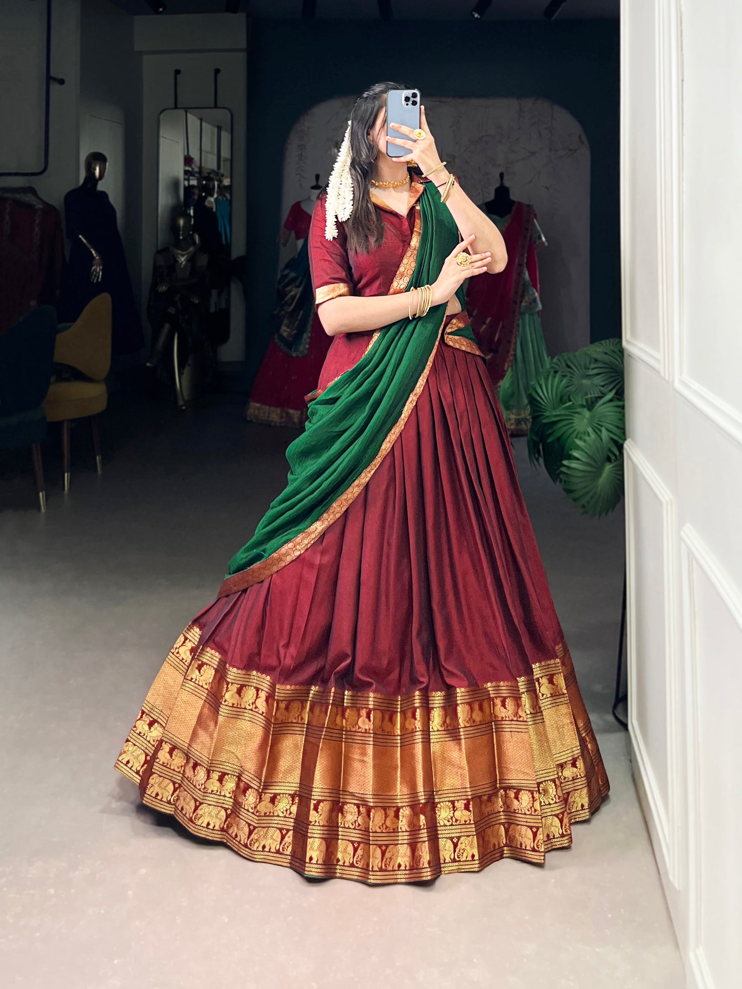 Maroon Color Zari Weaving Work Traditional Lehenga Choli