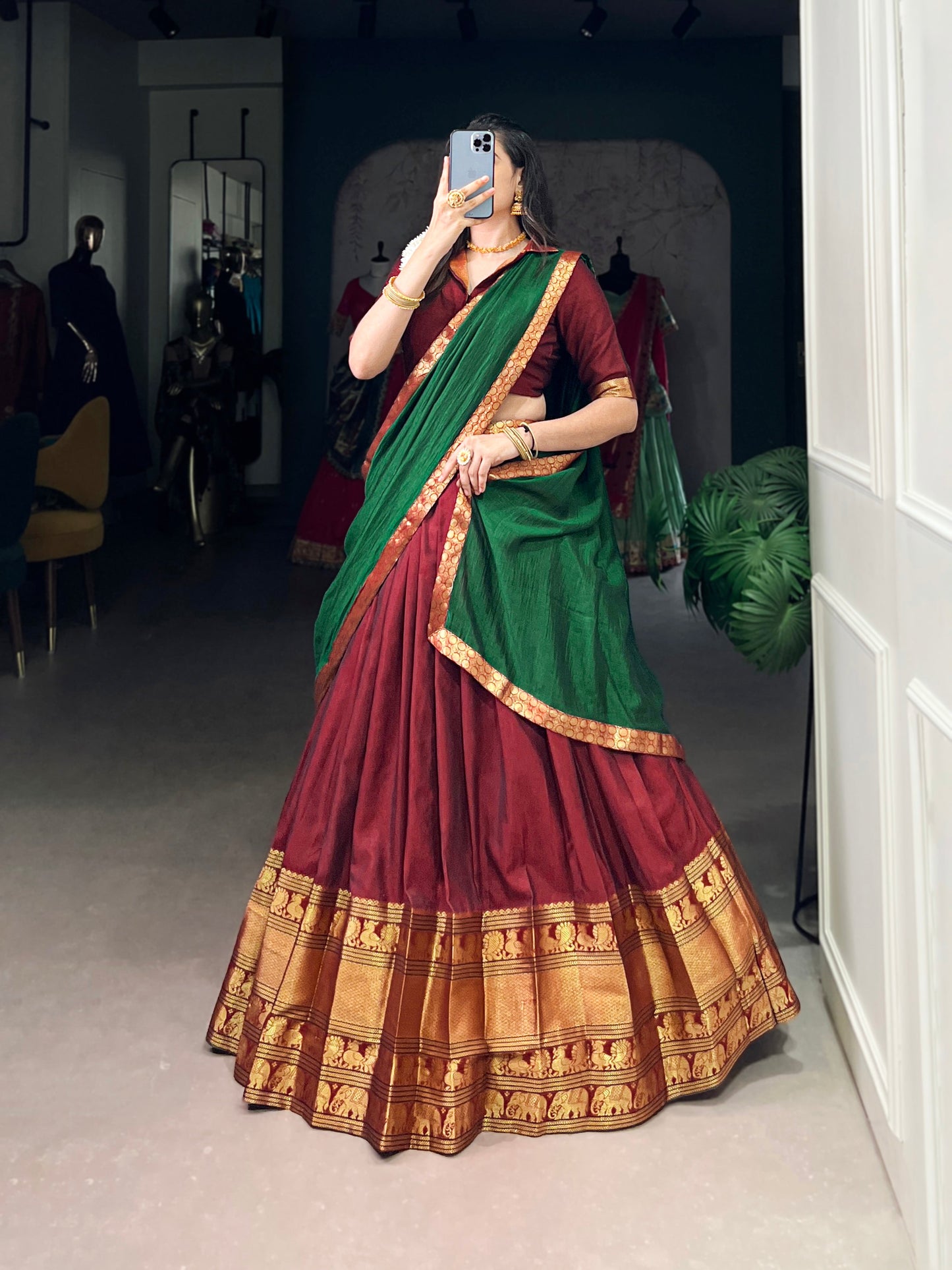 Maroon Color Zari Weaving Work Traditional Lehenga Choli