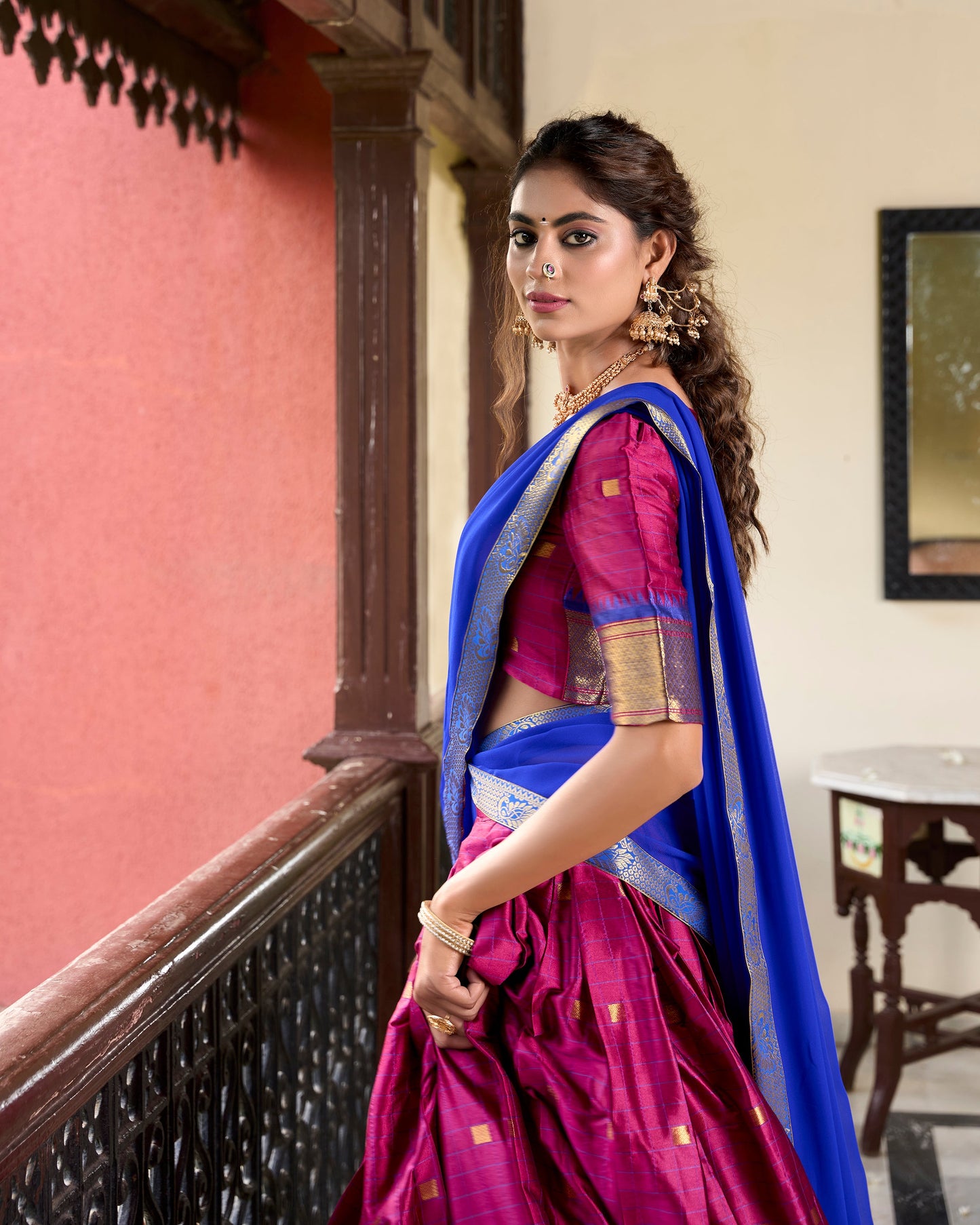 Sounth Indian Pink Color Traditional Lehenga Choli