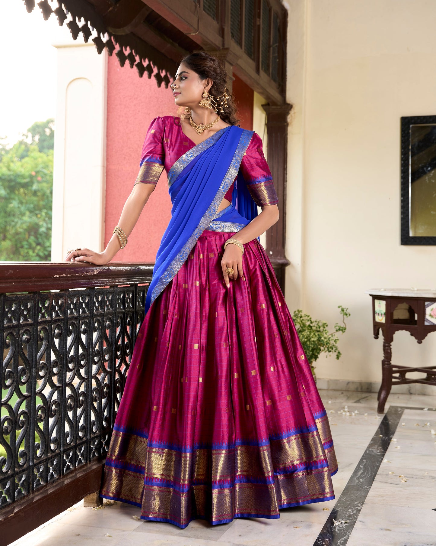 Sounth Indian Pink Color Traditional Lehenga Choli