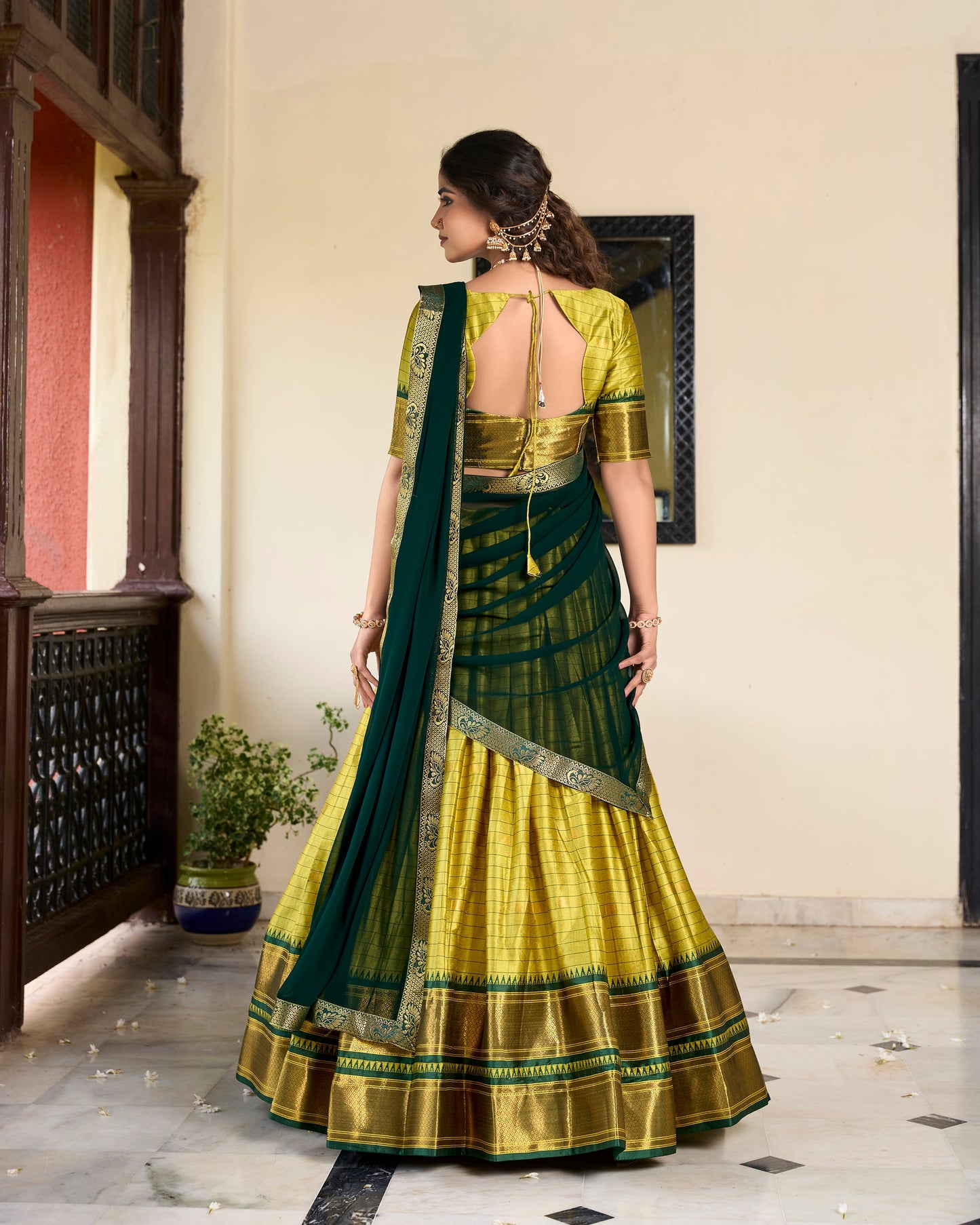 Sounth Indian Parrot Green Color Traditional Lehenga Choli