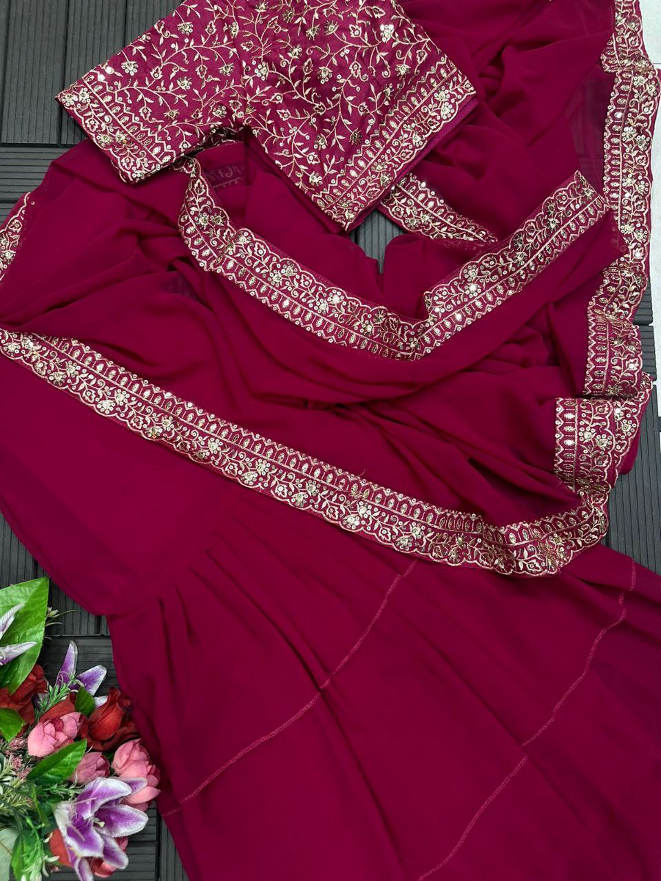 Vaishnavi Chaitanya Party wear Lehenga Saree With Stitched Blouse