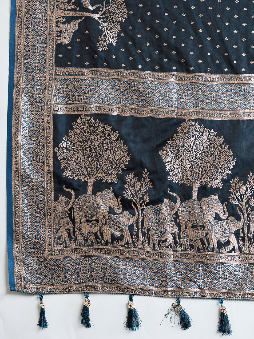 Navy Blue Color Soft Silk Zari Weaving Saree for Wedding And Party