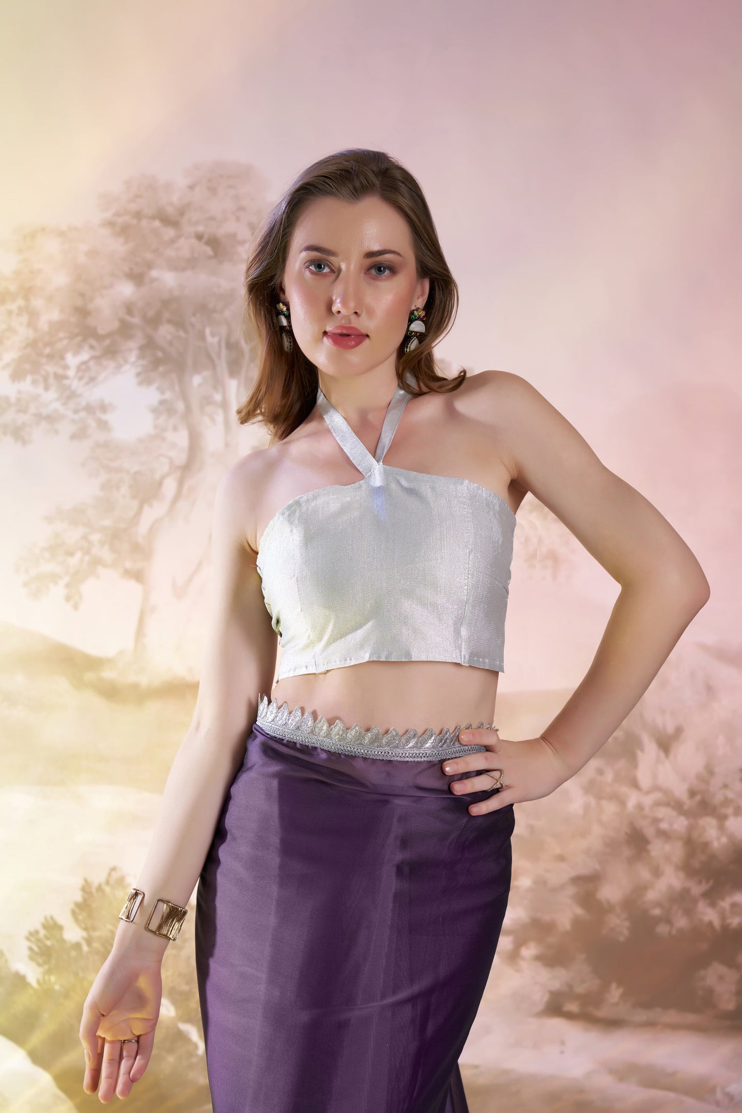 Stunning Plum Purple Satin Rangoli Saree for Special Occasions with Designer Lace