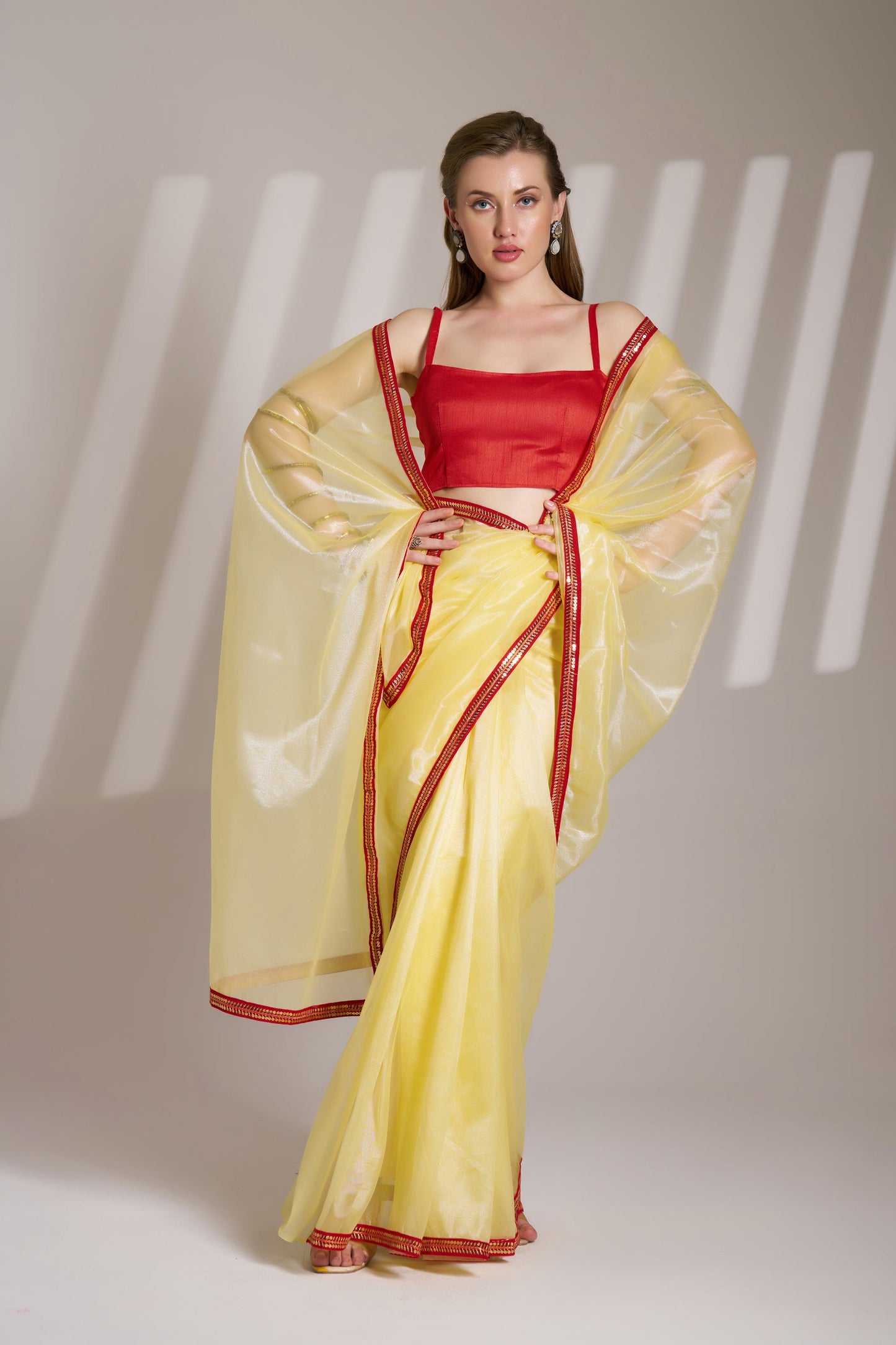 Yellow Color Twill Net Saree with Designer Lace – Party Wear Saree