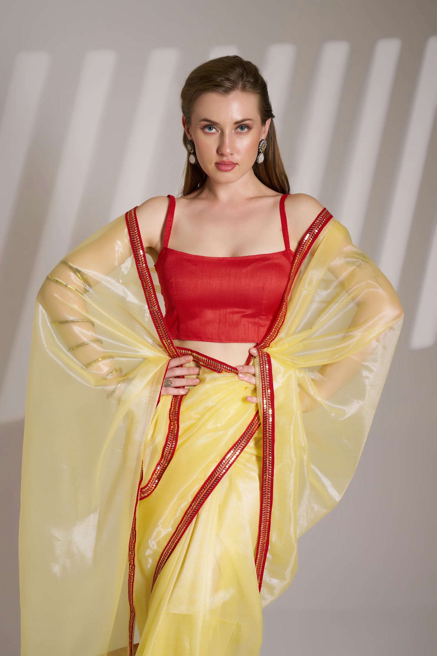 Yellow Color Twill Net Saree with Designer Lace – Party Wear Saree