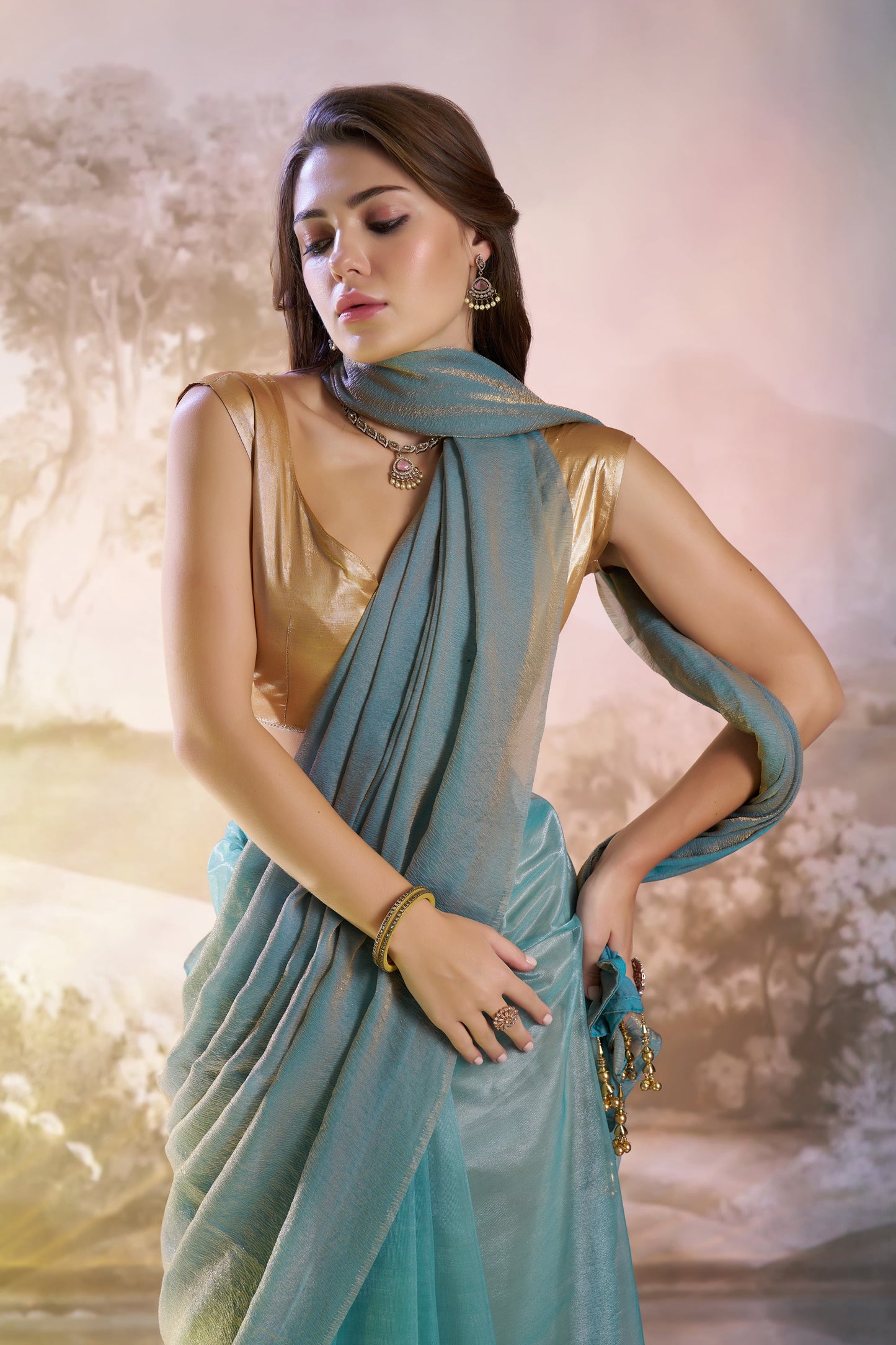 Stylish Grey Organza and Twill Net Saree for Special Occasions