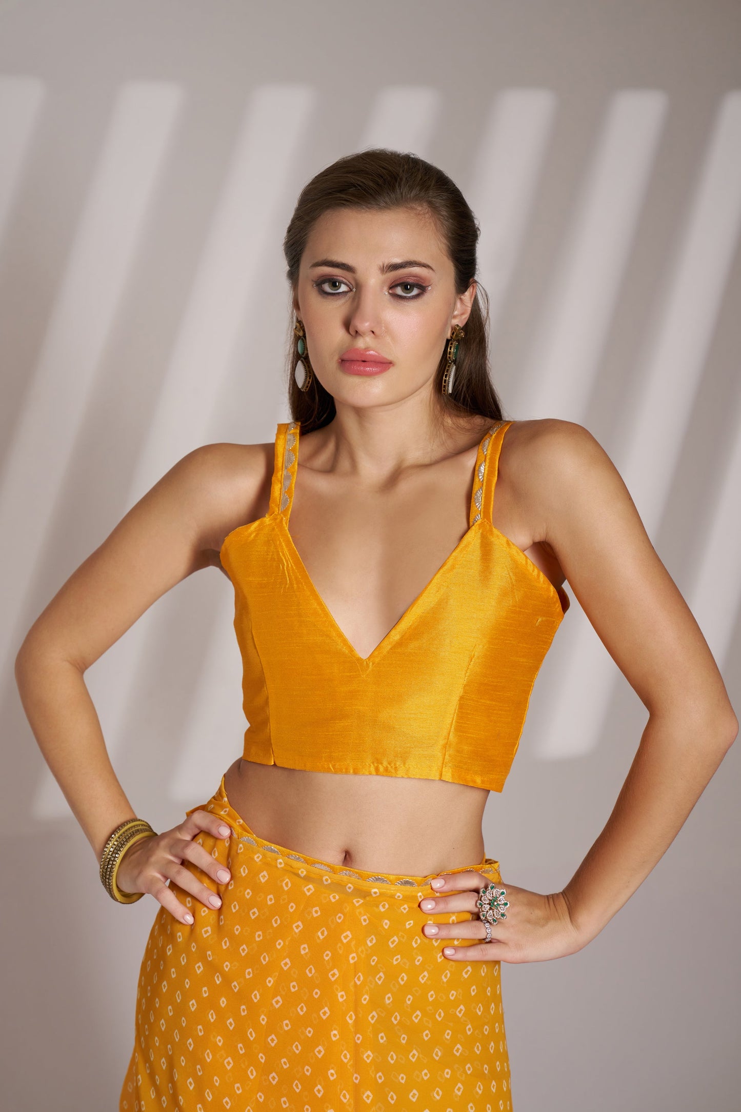 Yellow Georgette Laheriya Print Party Wear Saree with Fancy Lace