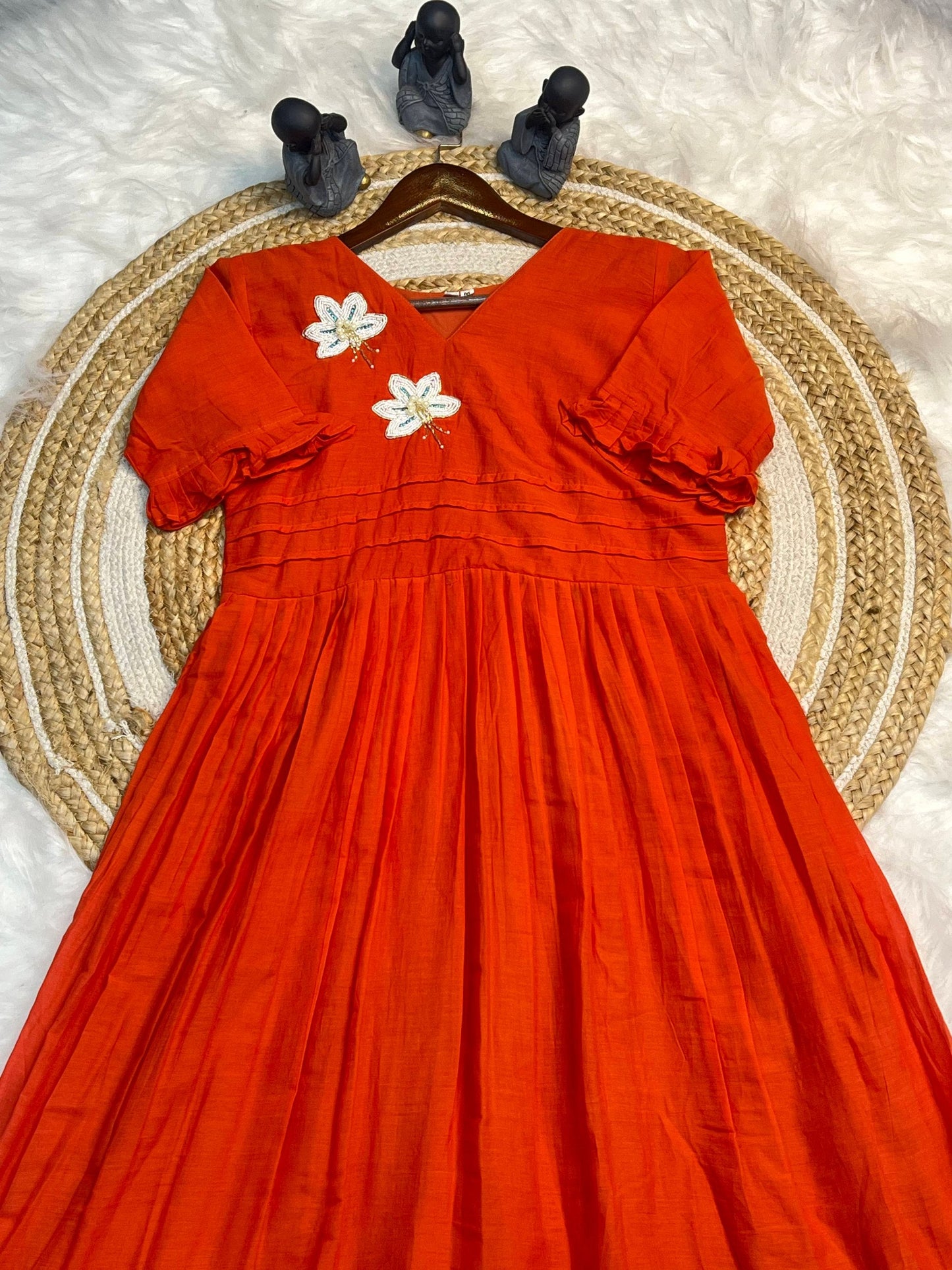 New Amazing Orange Color Hand Maggam Work Kurti