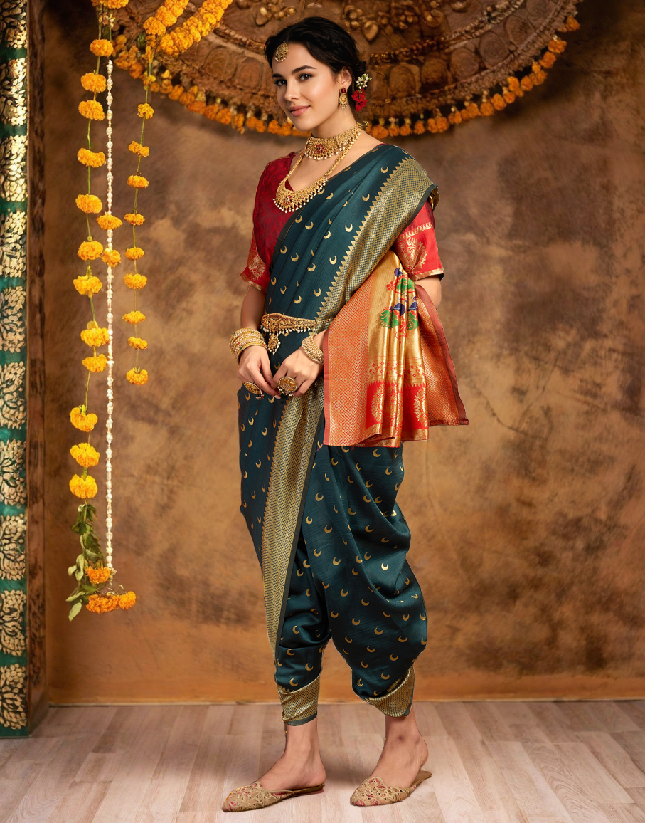 New Dark Green Color Silk Weaving Work Paithani Saree