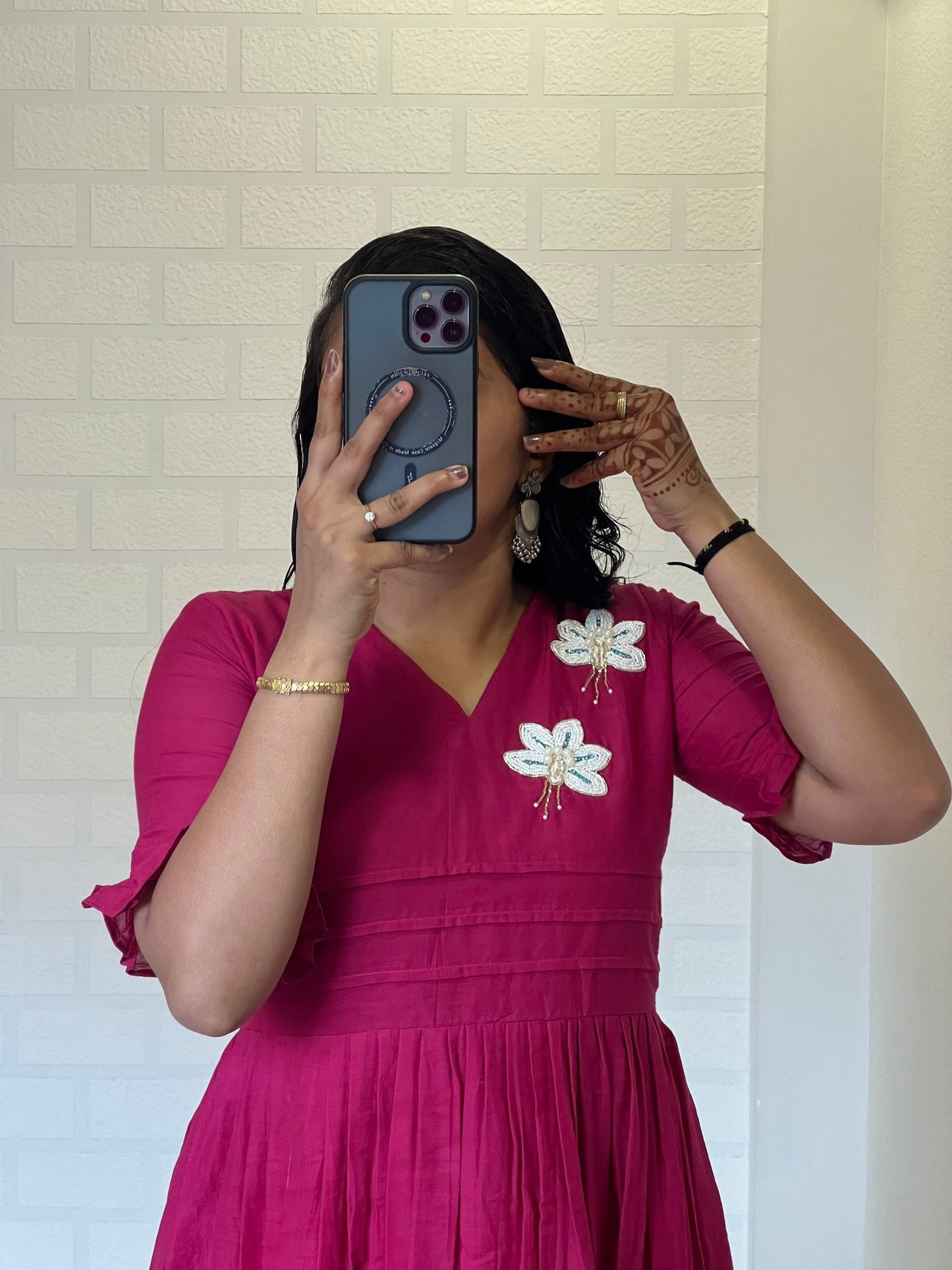 New Amazing Pink Color Hand Maggam Work Kurti