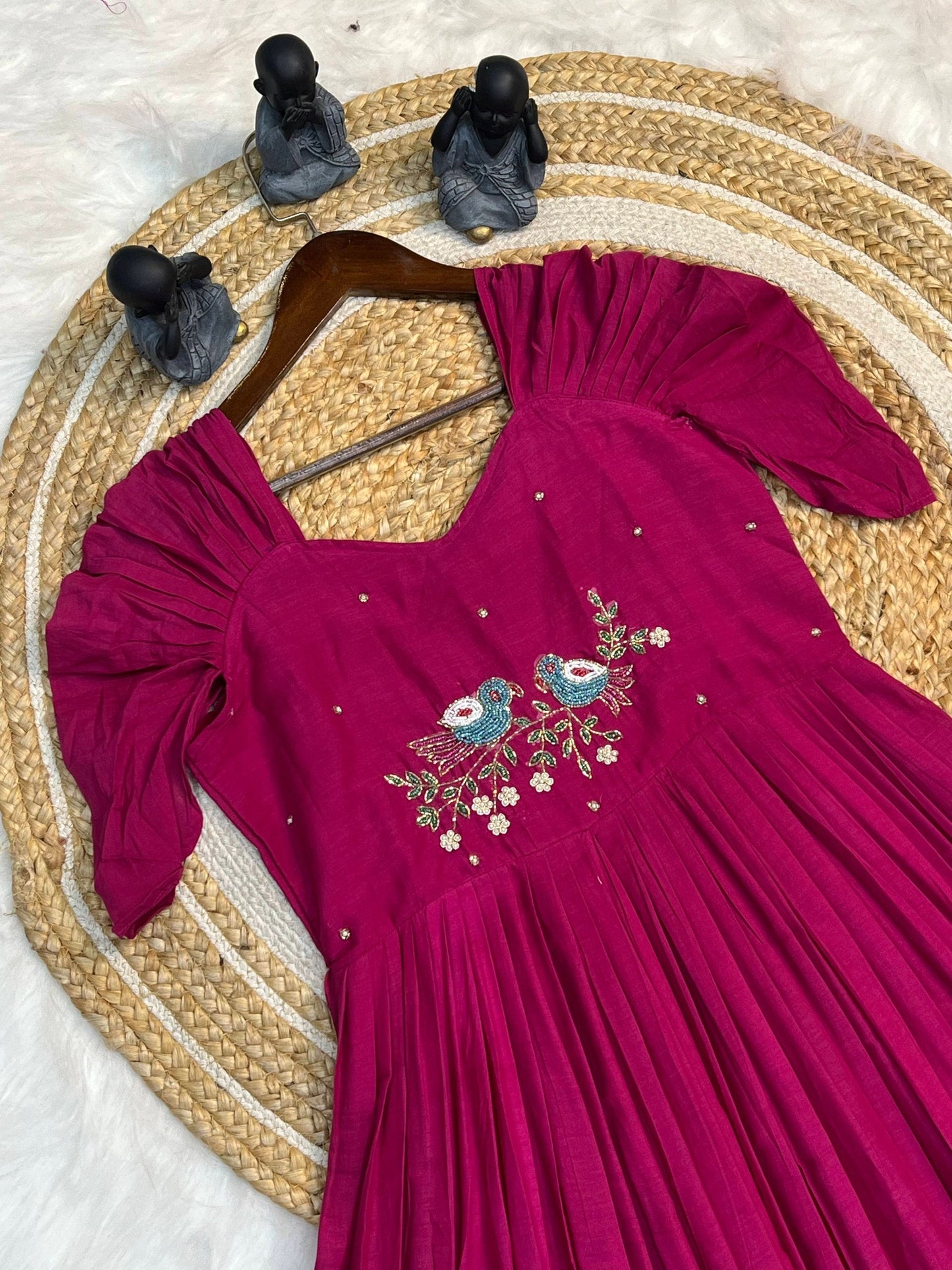 New Pink Color Pure Mul Cotton Hand Maggam work Kurti