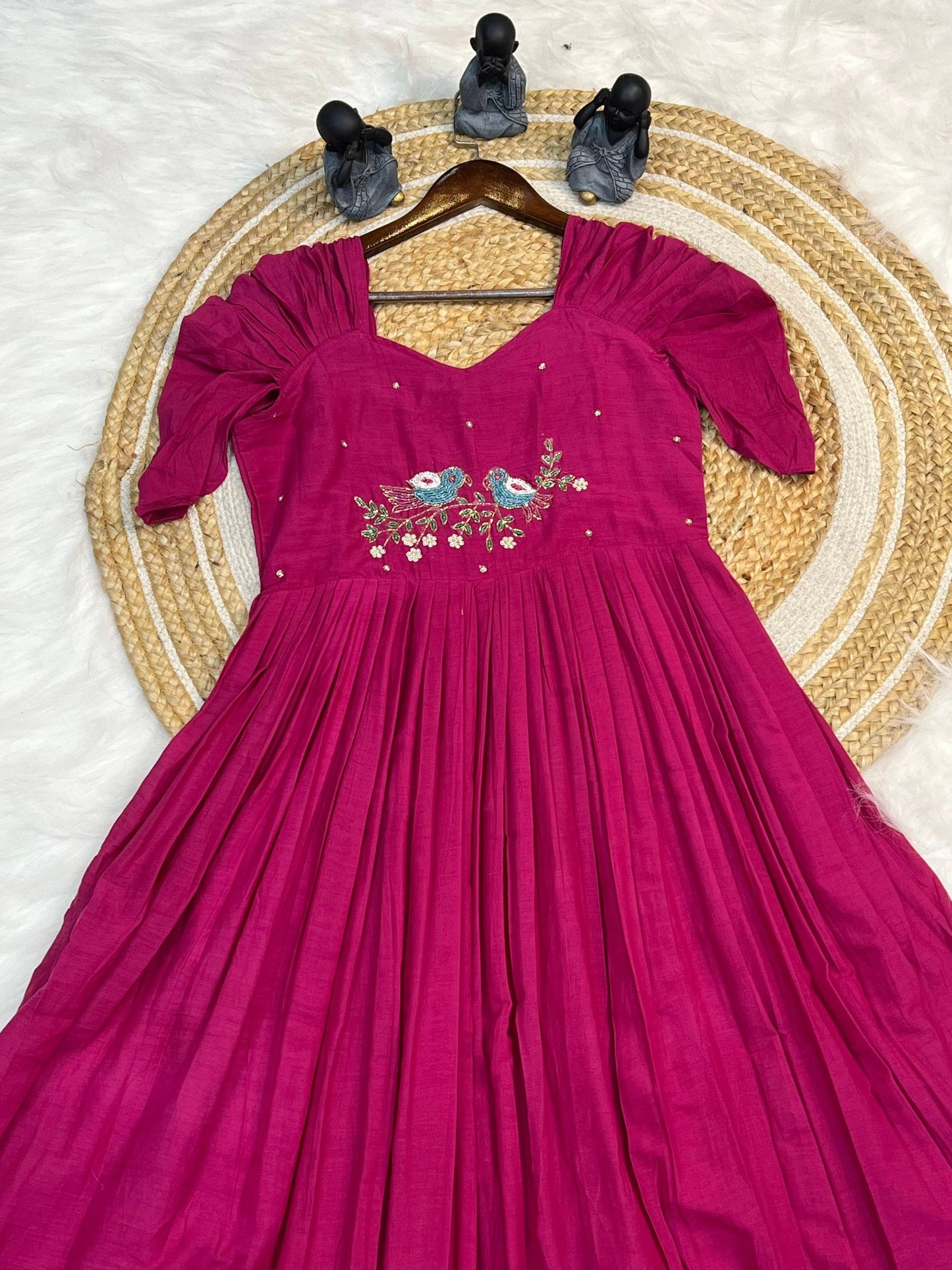 New Pink Color Pure Mul Cotton Hand Maggam work Kurti