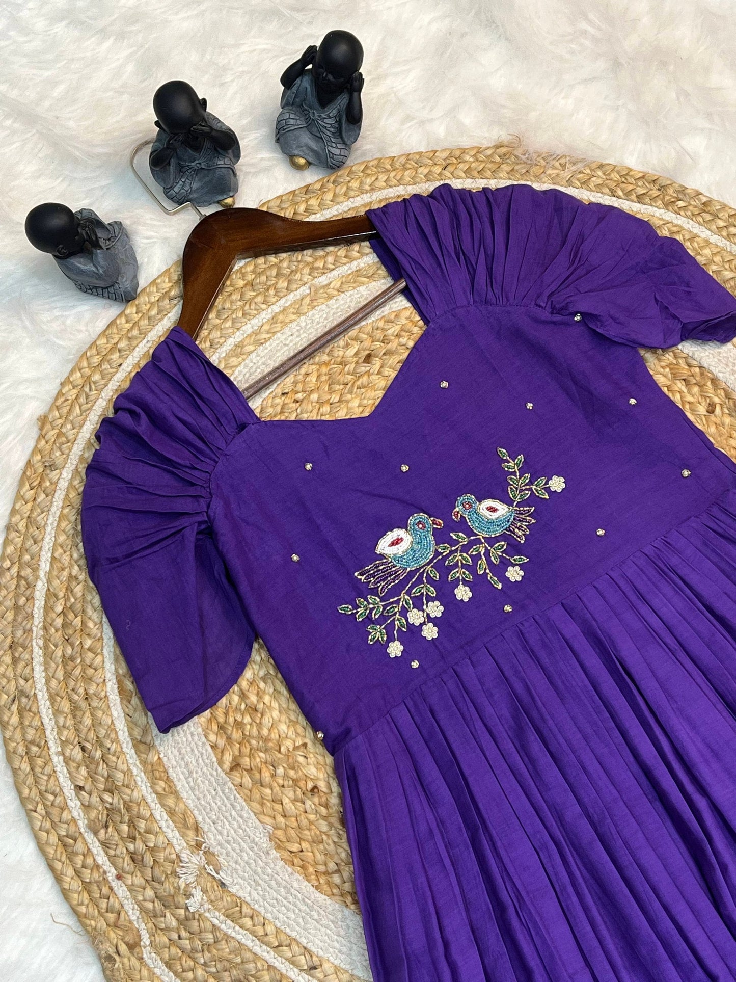 New Purple Color Pure Mul Cotton Hand Maggam work Kurti