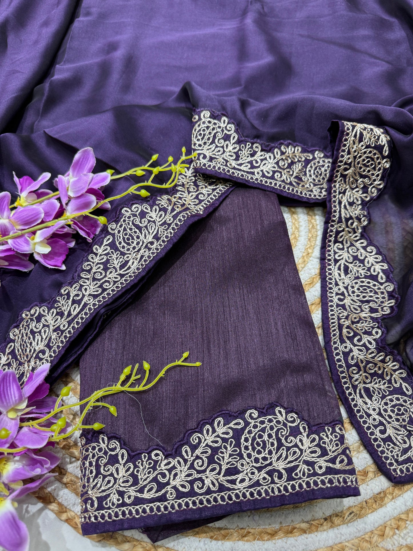 Elegant Purple Color Rangoli Silk Saree with Coding Work – Party Wear