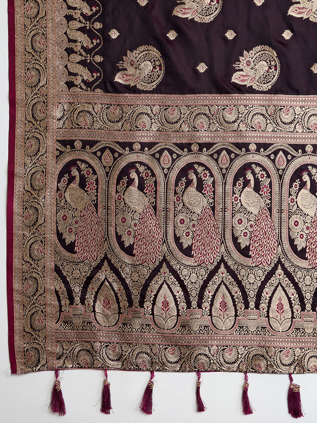 Premium Soft Silk Saree with Rich Zari Work (Burgundy)