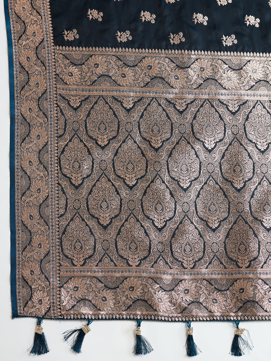 Designer Silk Saree with Rich Zari Weaving & Tassel Pallu (Black)