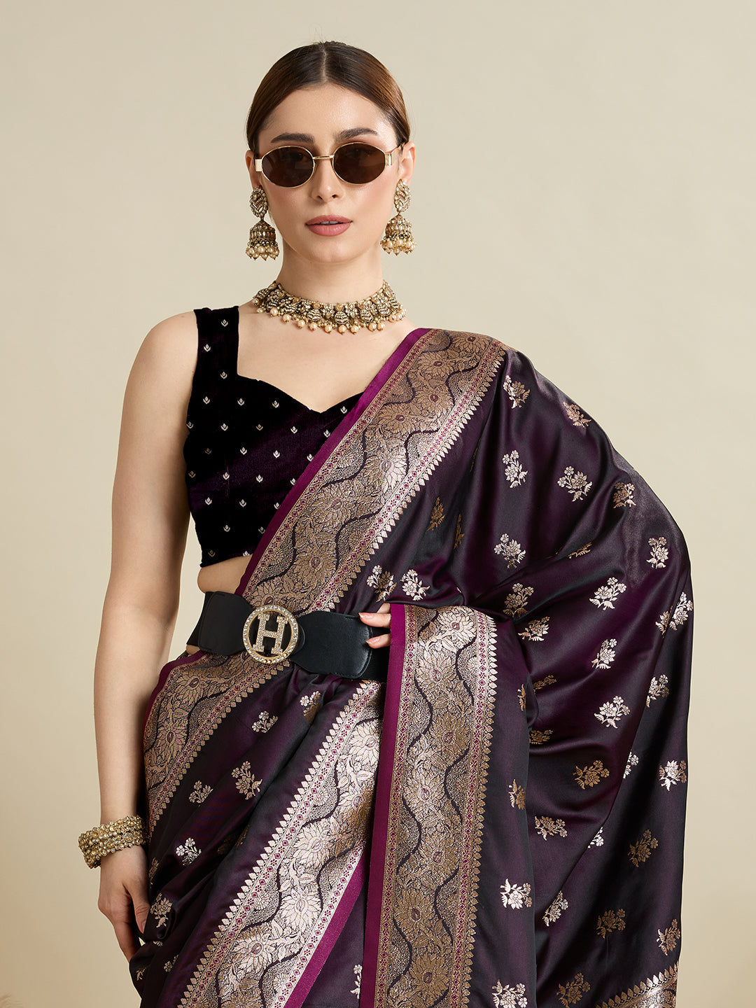 Designer Silk Saree with Rich Zari Weaving & Tassel Pallu (Magenta)