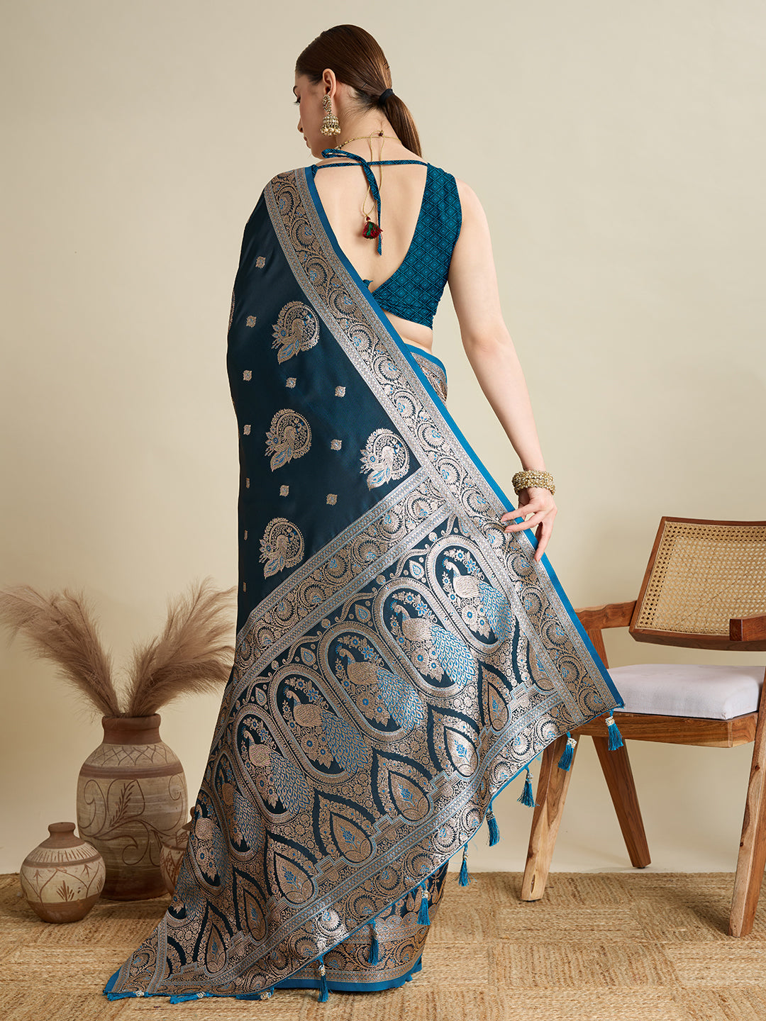 Premium Soft Silk Saree with Rich Zari Work (Blue)