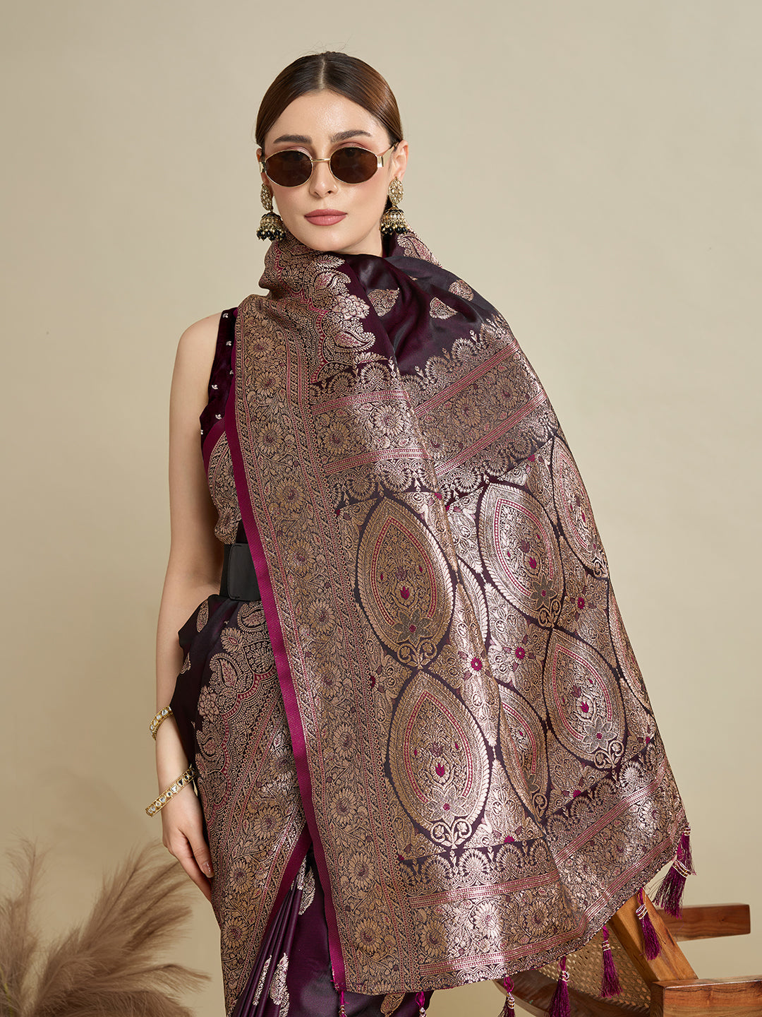 Designer Silk Saree with Heavy Zari Weaving & Rich Pallu for Festive & Wedding Wear (Magenta)