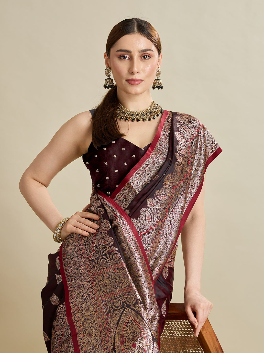 Designer Silk Saree with Heavy Zari Weaving & Rich Pallu for Festive & Wedding Wear (Maroon)