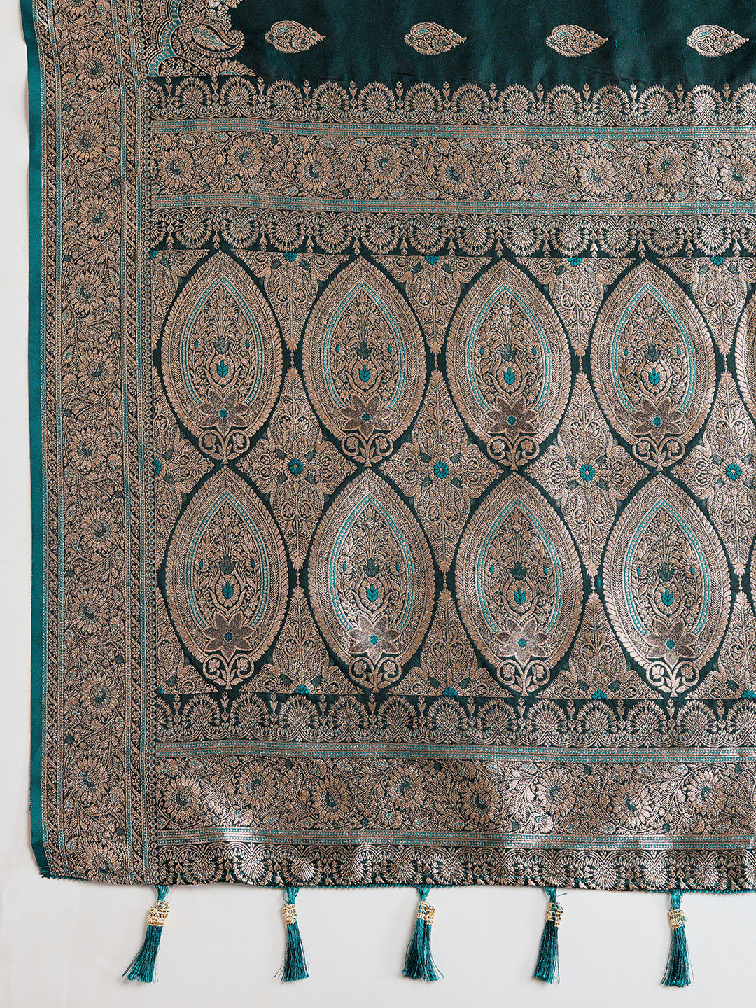 Designer Silk Saree with Heavy Zari Weaving & Rich Pallu for Festive & Wedding Wear (Rama)