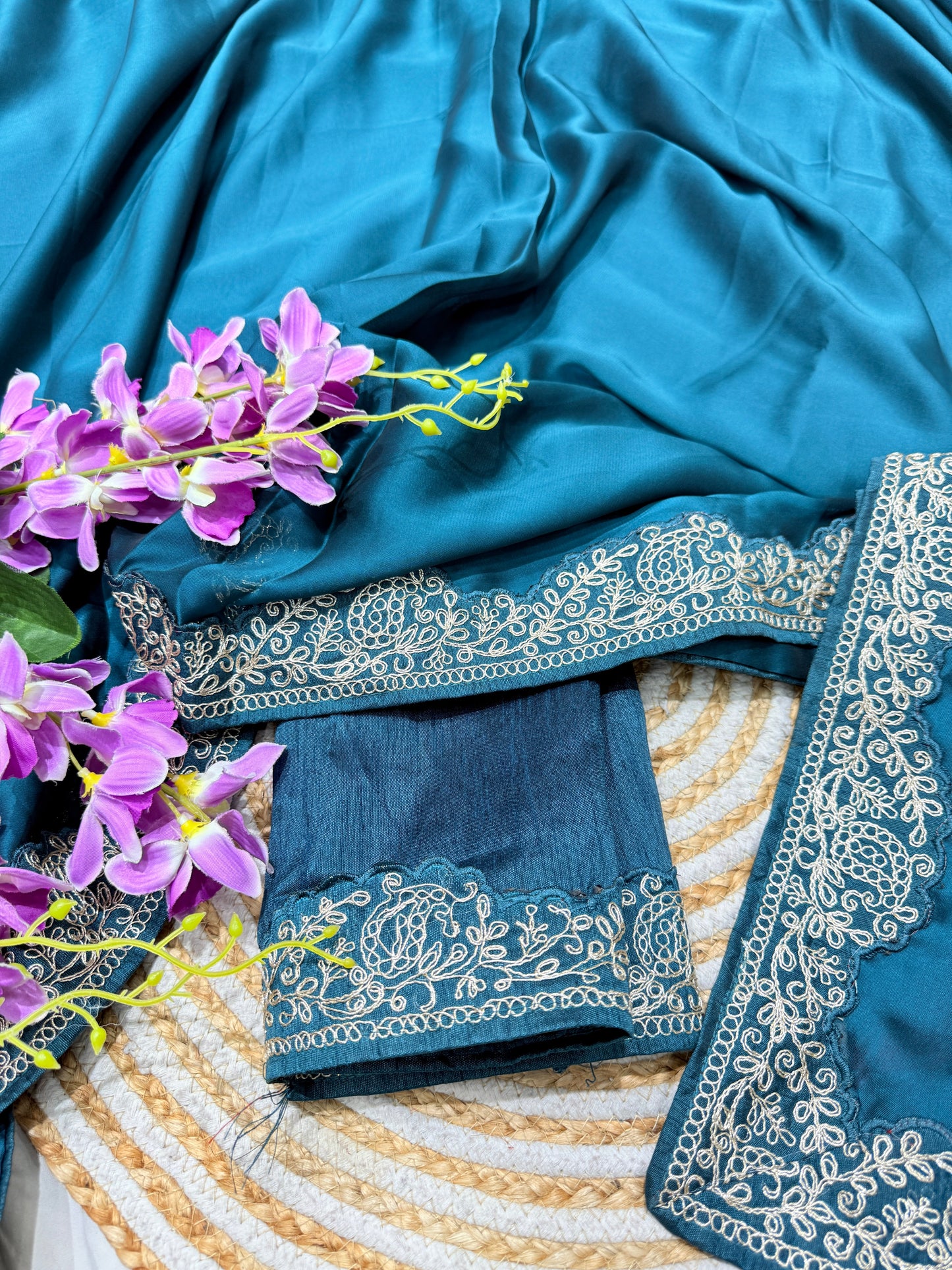 Elegant Rama Color Rangoli Silk Saree with Coding Work – Party Wear