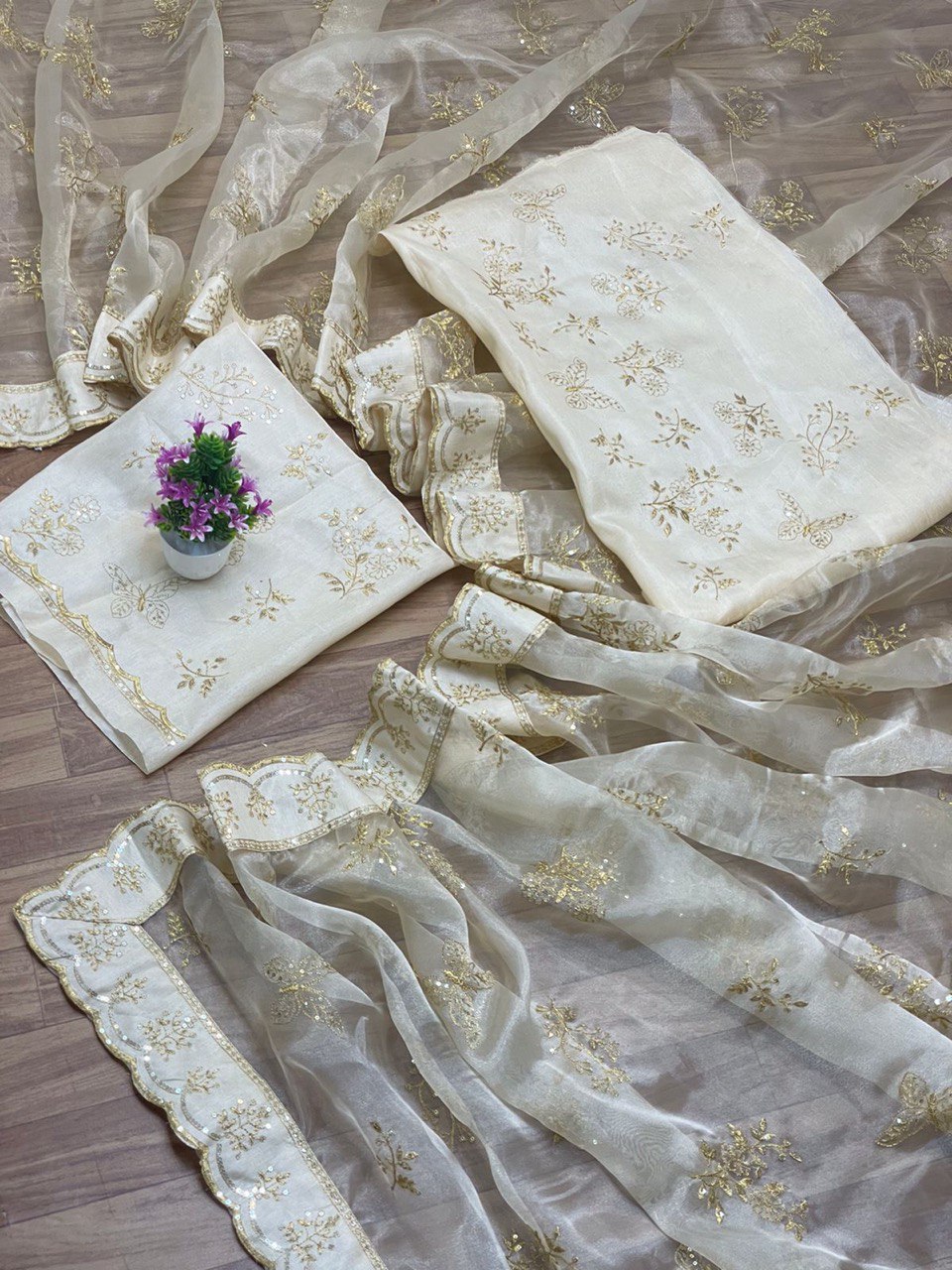Trending Alia Bhatt organza silk Wedding Saree