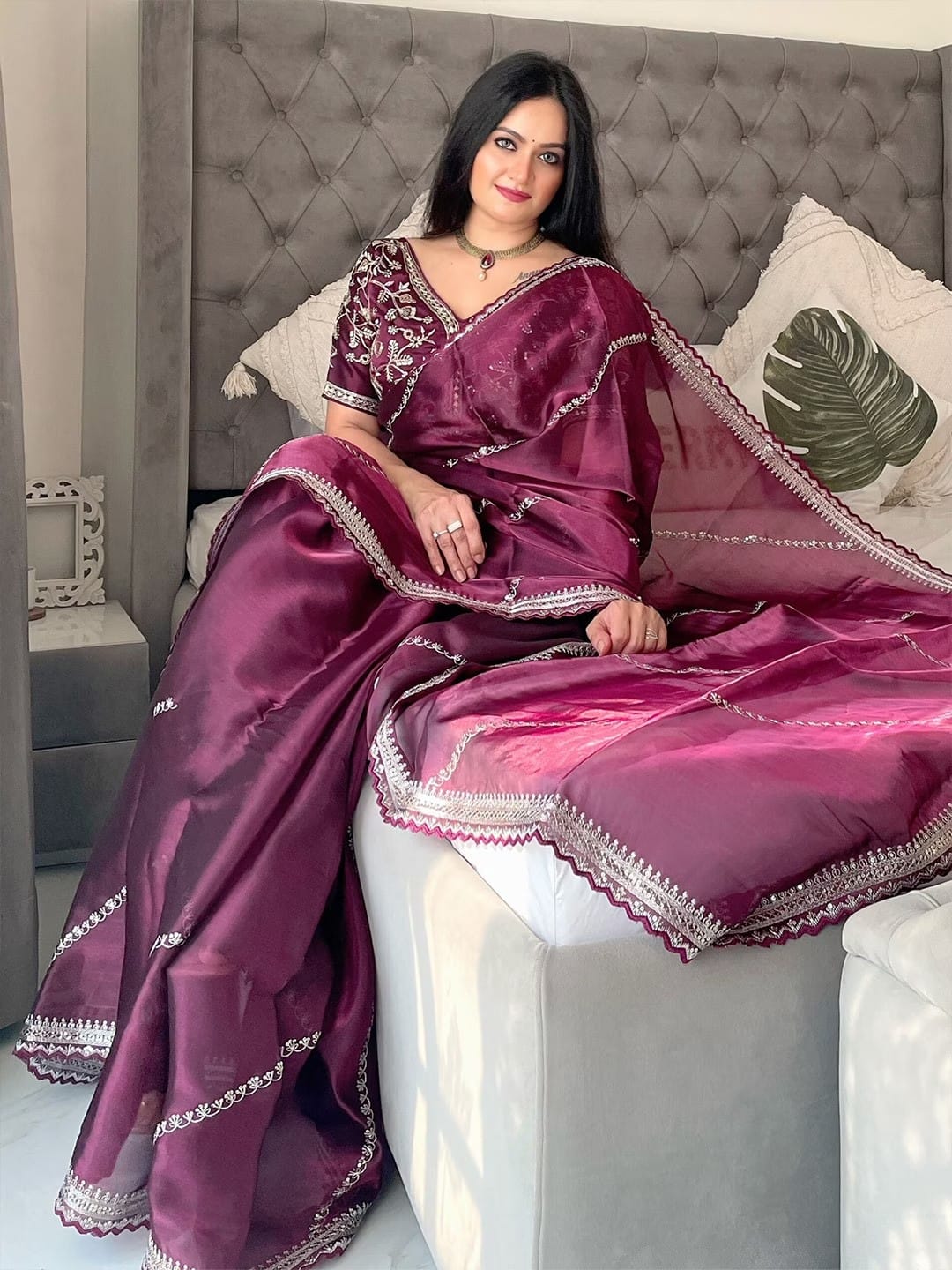 New Latest Trending Zimmy Silk Saree (Purple)