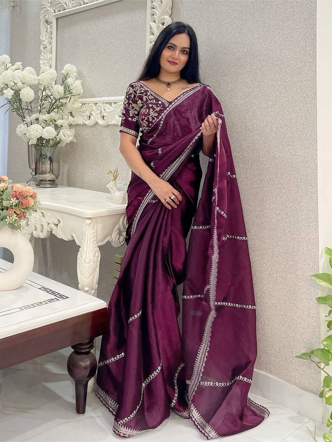 New Latest Trending Zimmy Silk Saree (Purple)