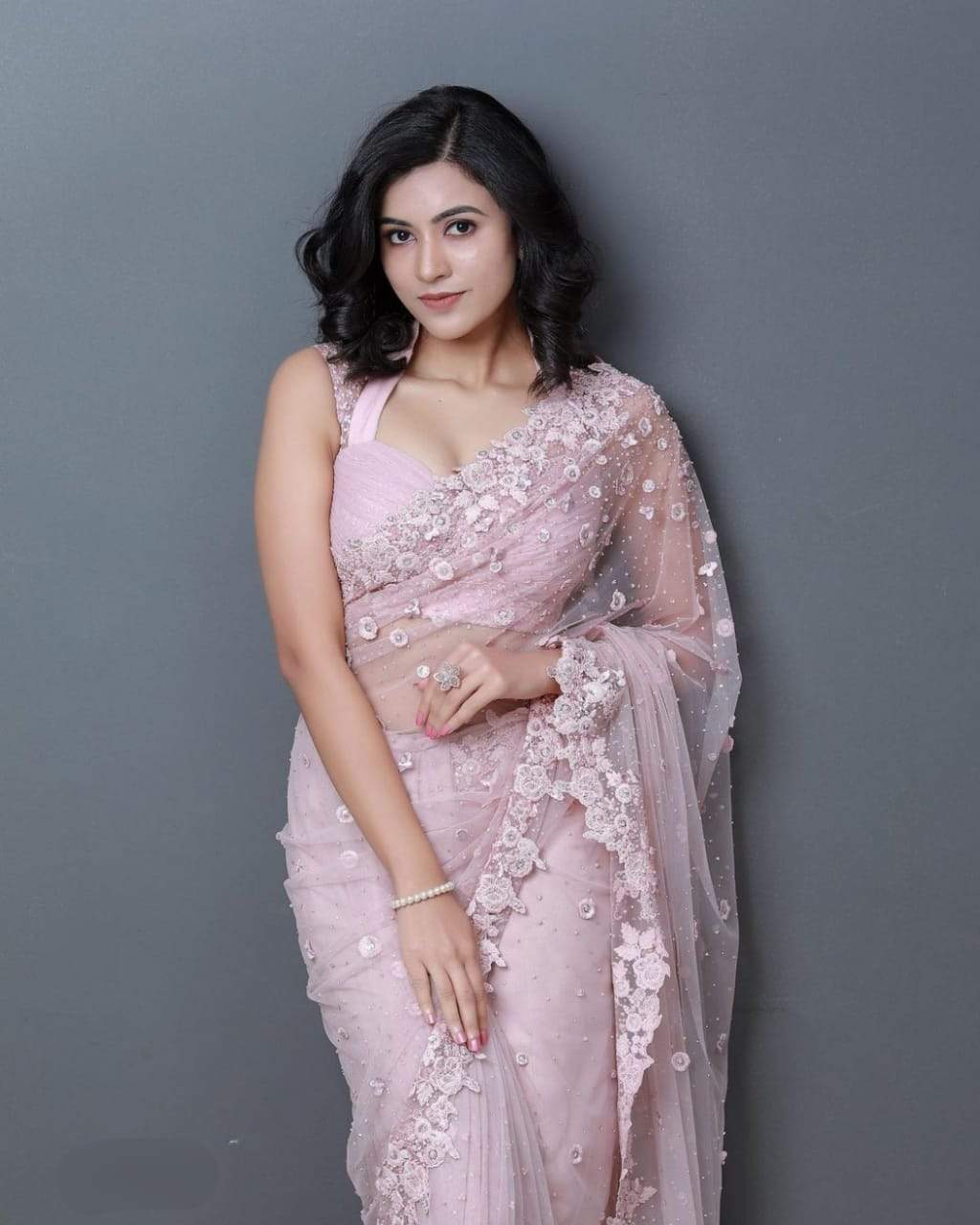 Designer Pink Color Organza Silk Party Wear Saree