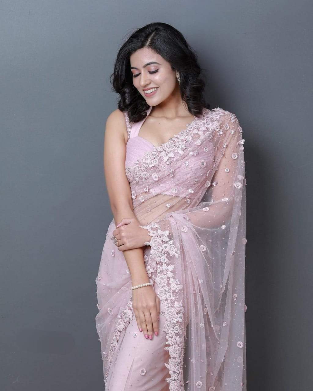 Designer Pink Color Organza Silk Party Wear Saree