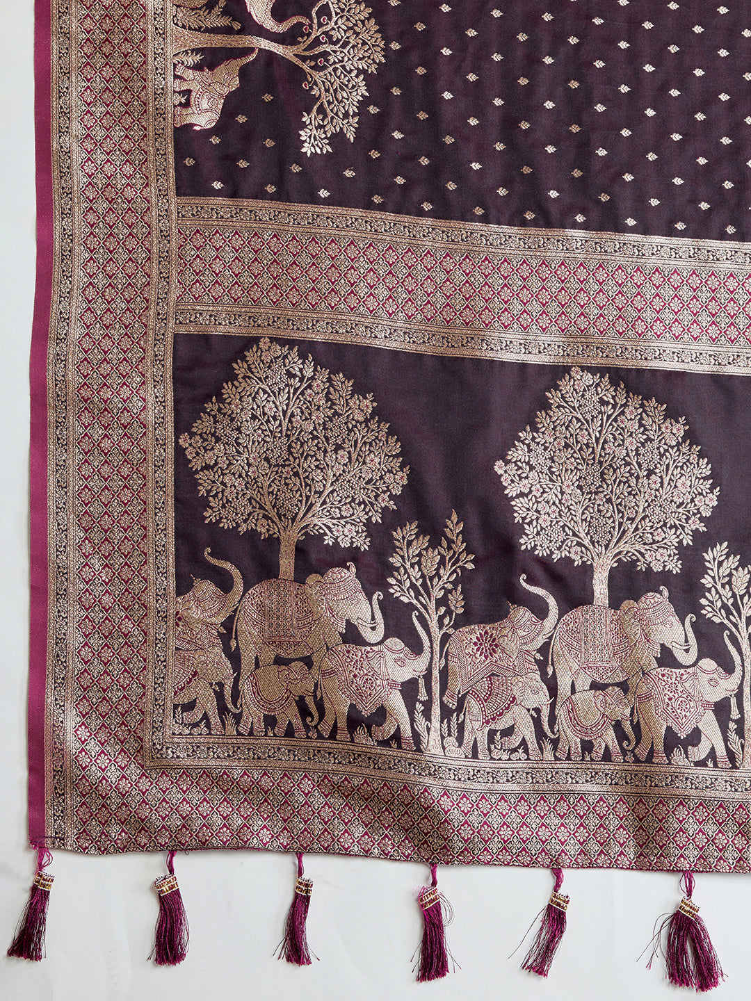 Dark Purple Color Soft Silk Zari Weaving Saree for Wedding And Party