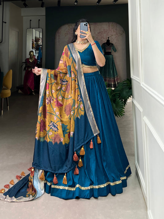 Amazing Firoazi Color Chinnon Silk Party Wear Lehenga Choli