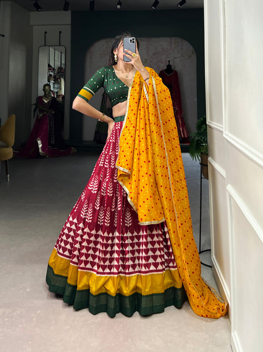 Maroon Color Tasar Silk Designer Lehenga Choli