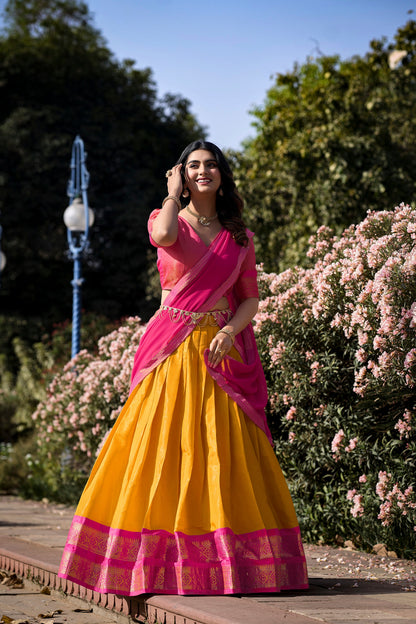 New Musturd Color Kanchipuram Silk Traditional Lehenga Choli