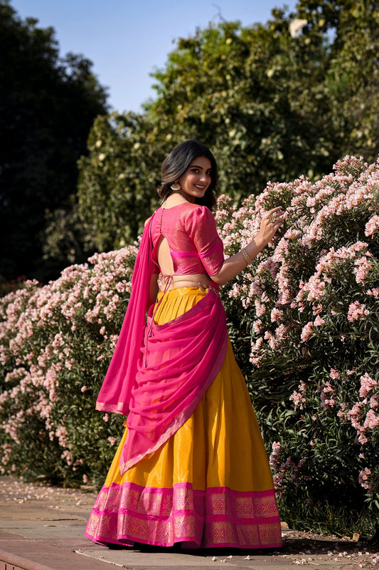 New Musturd Color Kanchipuram Silk Traditional Lehenga Choli