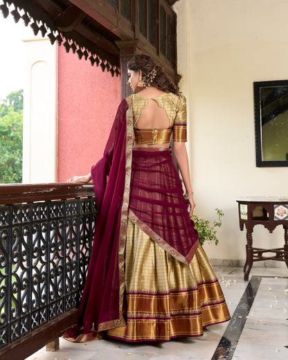 Sounth Indian Chiku Color Traditional Lehenga Choli