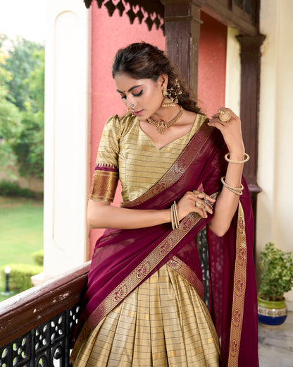 Sounth Indian Chiku Color Traditional Lehenga Choli