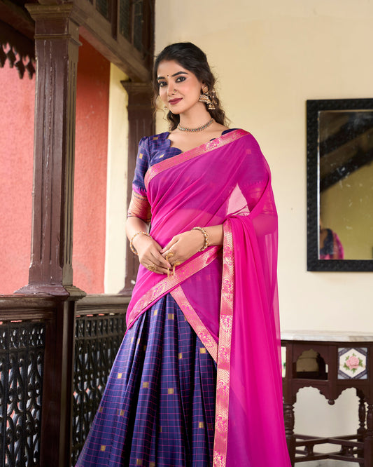 Sounth Indian Navy Blue Color Traditional Lehenga Choli