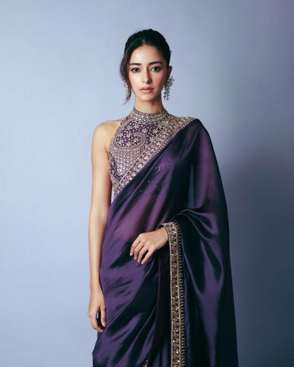 Ananya Pandey Jimmy Choo Silk Party Wear Saree