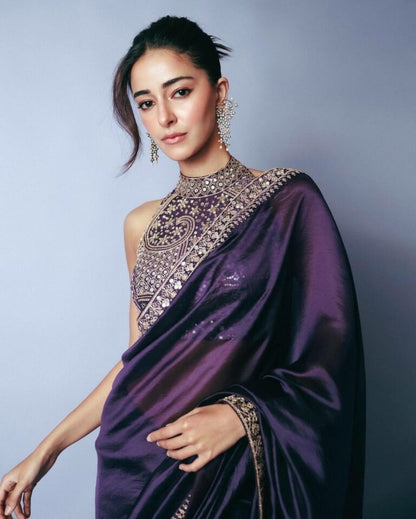 Ananya Pandey Jimmy Choo Silk Party Wear Saree